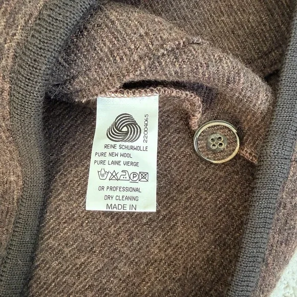 Geiger Brown 100% Wool Cardigan Coat Women's Size 44 US 12-14 Made in Austria
